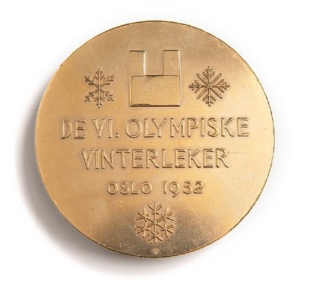 Back: Oslo 1952 prize medals, silhouette of Oslo City with ice crystals