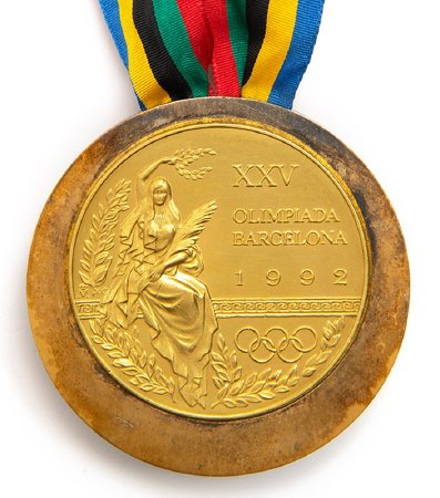 Front: Barcelona 1992 gold medal, Victory with legend on another medallion