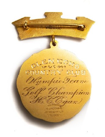 Back: St. Louis 1904 gold medal, Olympic Team Golf Champion, H.C. Egan