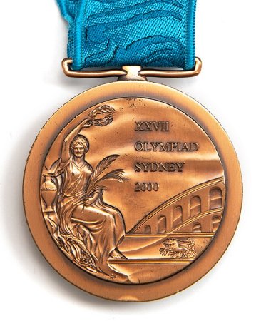 Front: Sydney 2000 bronze medal, Victory with legend and Colosseum