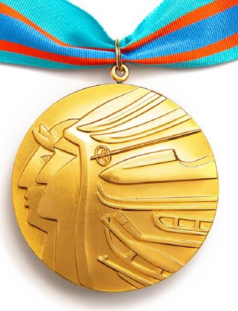 Front: Calgary 1988 gold medal, laureated athlete and Native American