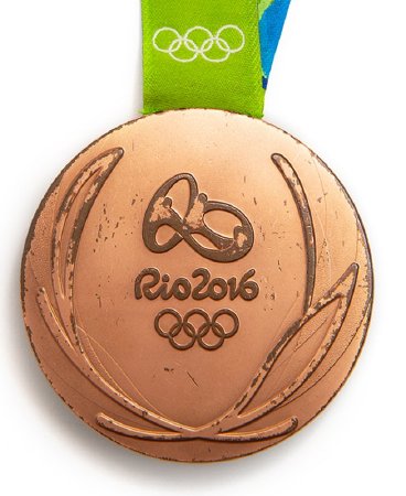 Back: Rio 2016 bronze medal, Games emblem surrounded by laurel wreath