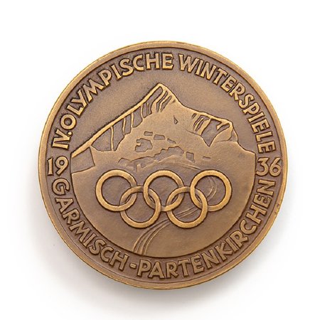 Front of Garmisch-Partenkirchen 1936 participation medal in bronze
