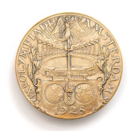 Back of Amsterdam 1928 participation medal in gilt bronze