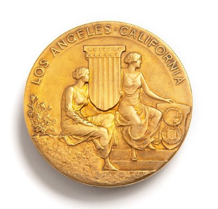 Back of Los Angeles 1932 participation medal in gilt bronze, large