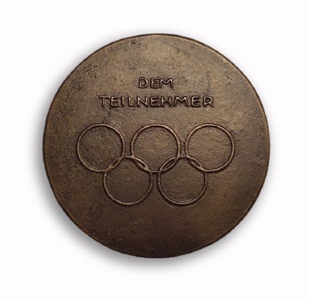 Back of Garmisch 1940 participation medal for athletes