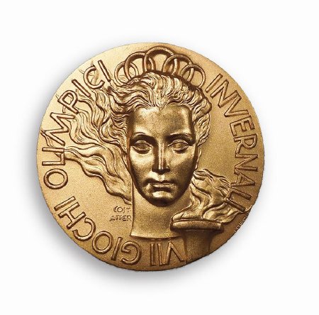 Front of Cortina 1956 participation medal in gilt bronze