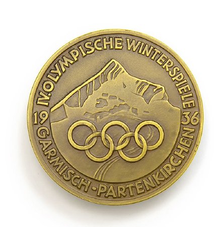 Front of Garmisch 1936 participation medal in gilt bronze