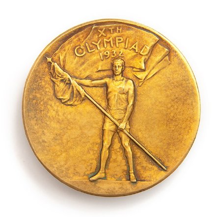 Front of Los Angeles 1932 participation medal in gilt bronze, large