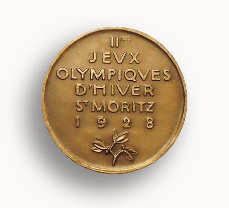 Back of St. Moritz 1928 participation medal