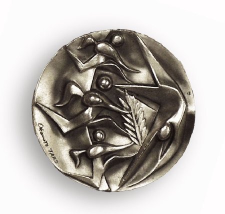 Front of Tokyo 1964 participation medal in silver for flag bearers